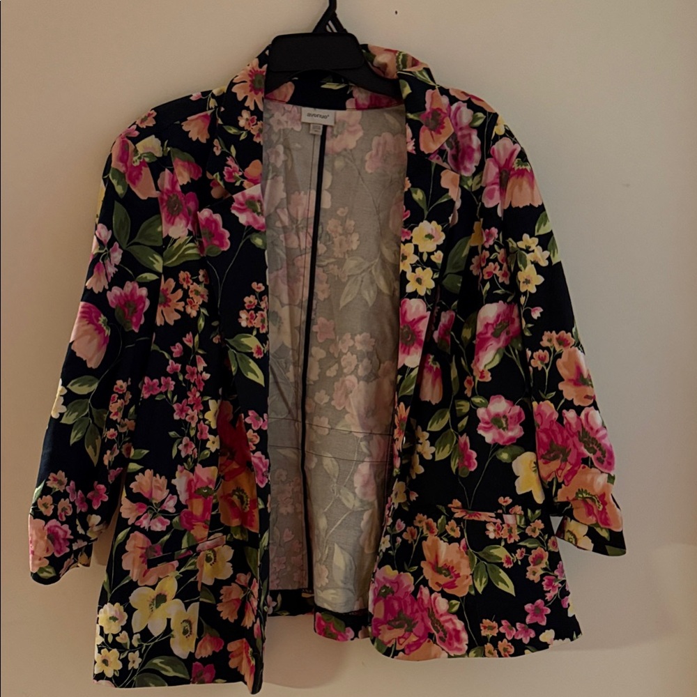 Avenue Floral Blazer with Pink and Green Accents